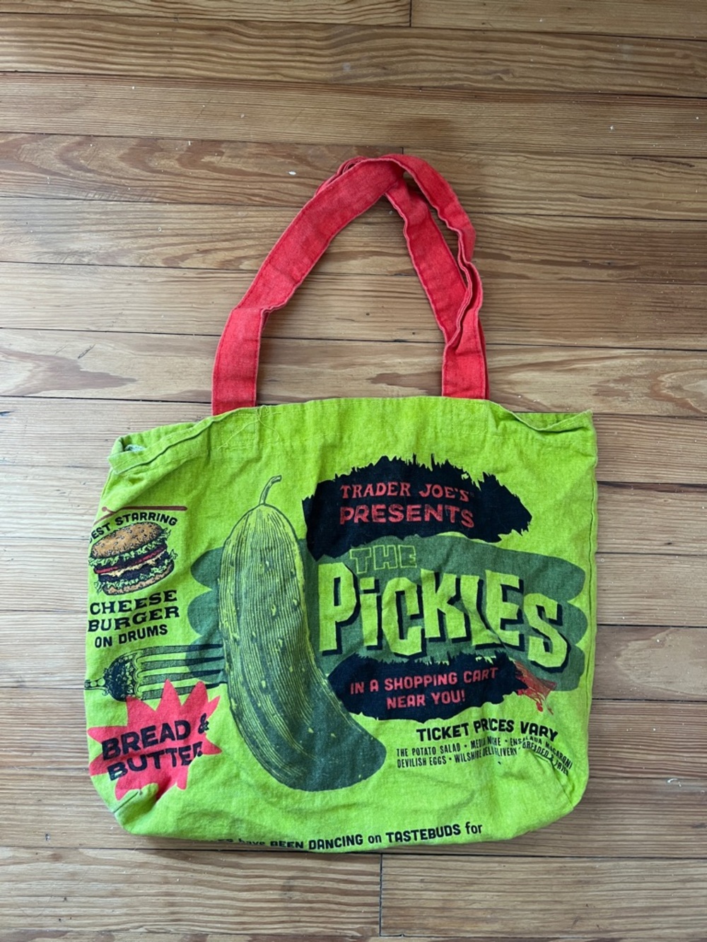 Trader Joe's The Pickles Green & Red Tote Bag
